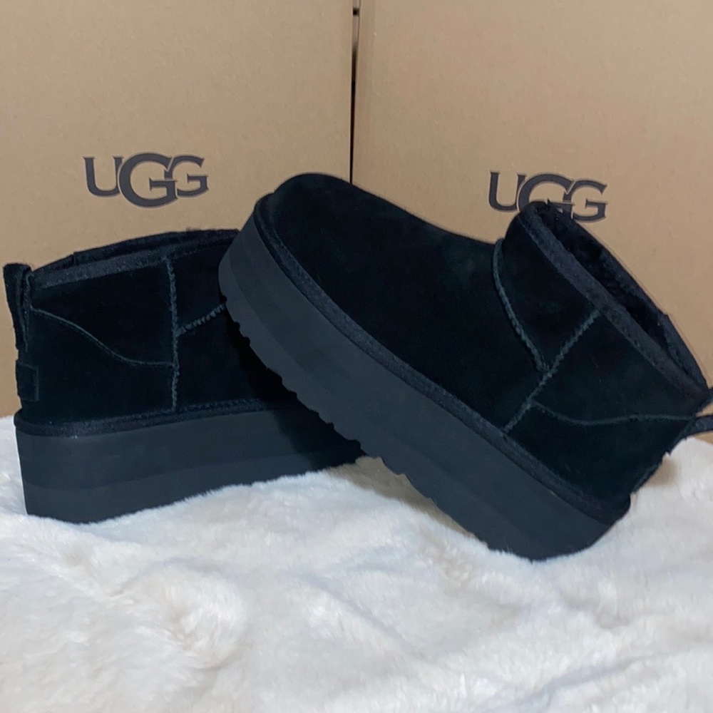 UGG Black Suede Platform Boots